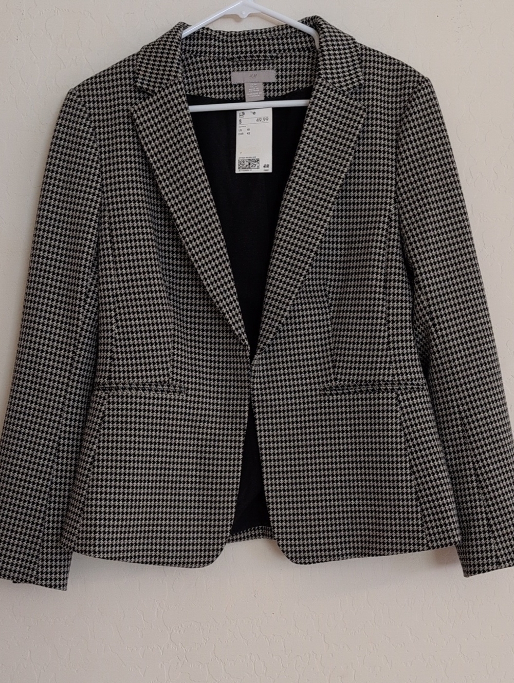 NWT H&M Black and White Houndstooth Blazer - Size 10